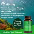 Sie sehen eine Packung Vitabay Omega 3 vegan Hochdosiert - 1.100mg - Algenöl Kapseln, Produktbild: 02 Vitabay Omega 3 vegan Hochdosiert - 1.100mg - Algenöl Kapseln, A-Nr.: 6049220 - 02