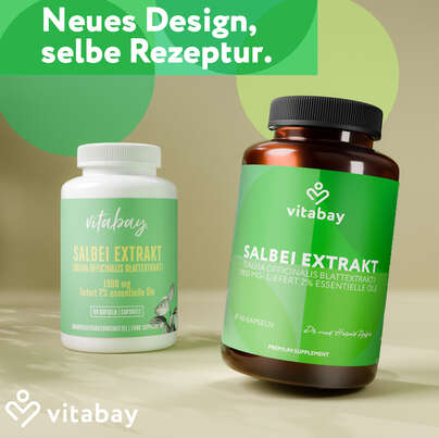 Sie sehen eine Packung Vitabay Salbei Extrakt mit 2,5 % Rosmarinsäure, Produktbild: 02 Vitabay Salbei Extrakt mit 2,5 % Rosmarinsäure, A-Nr.: 6048829 - 02