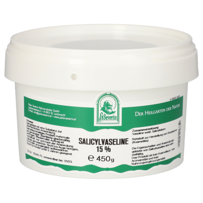 Sie sehen eine Packung SALICYLVASELINE 15% 450 G, Produktbild: 01 SALICYLVASELINE 15% 450 G, A-Nr.: 5671236 - 01