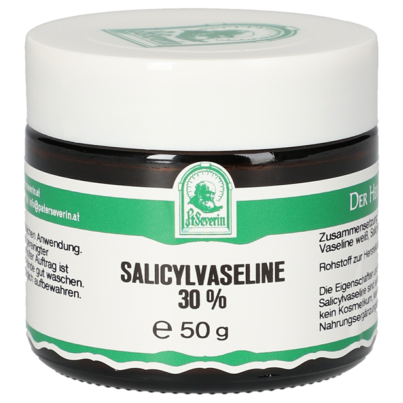 Sie sehen eine Packung SALICYLVASELINE 30% 50 G, Produktbild: 01 SALICYLVASELINE 30% 50 G, A-Nr.: 5671302 - 01