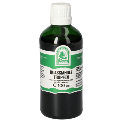 Sie sehen eine Packung QUASSIAHOLZ TROPFEN 100 ML, Produktbild: 01 QUASSIAHOLZ TROPFEN 100 ML, A-Nr.: 5725699 - 01
