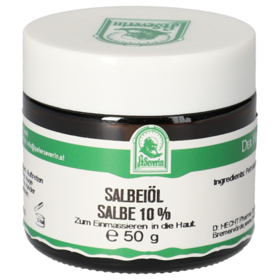 Sie sehen eine Packung SALBEIÖL SALBE 10% 50 G, Produktbild: 01 SALBEIÖL SALBE 10% 50 G, A-Nr.: 5748648 - 01