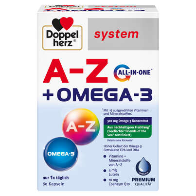Doppelherz system A-Z + OMEGA-3 mit 19 ausgewählten Vitaminen und Mineralstoffen, A-Nr.: 5721017 - 01