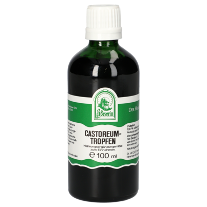 Sie sehen eine Packung CASTOREUM TROPFEN 100 ML, Produktbild: 01 CASTOREUM TROPFEN 100 ML, A-Nr.: 4377291 - 01