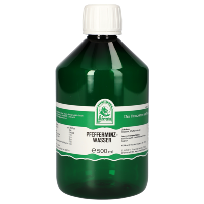 Sie sehen eine Packung PFEFFERMINZWASSER 500 ML, Produktbild: 01 PFEFFERMINZWASSER 500 ML, A-Nr.: 5061437 - 01