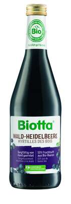 Sie sehen eine Packung Biotta Bio-Wald Heidelbeere Saft, 500 ml, Produktbild: 01 Biotta Bio-Wald Heidelbeere Saft, 500 ml, A-Nr.: 4247938 - 01