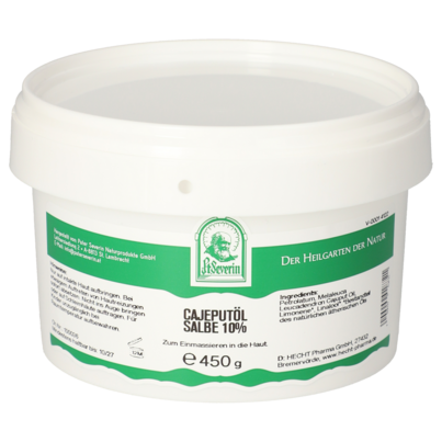 Sie sehen eine Packung CAJEPUTÖL SALBE 10% 450 G, Produktbild: 01 CAJEPUTÖL SALBE 10% 450 G, A-Nr.: 5713377 - 01