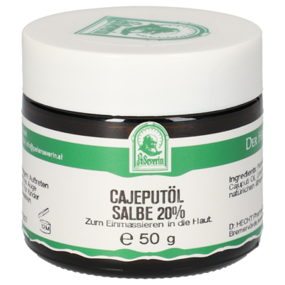 Sie sehen eine Packung CAJEPUTOEL SALBE 20% 50 G, Produktbild: 01 CAJEPUTOEL SALBE 20% 50 G, A-Nr.: 5713383 - 01