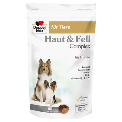 Sie sehen eine Packung Doppelherz für Tiere Haut & Fell Complex für Hunde, Produktbild: 01 Doppelherz für Tiere Haut & Fell Complex für Hunde, A-Nr.: 5678416 - 01