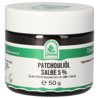 Sie sehen eine Packung PATCHOULIÖL SALBE 5% 50 G, Produktbild: 01 PATCHOULIÖL SALBE 5% 50 G, A-Nr.: 5802477 - 01