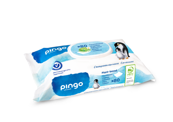 Sie sehen eine Packung Feuchttücher Baby Pinguin – Pingo Swiss, Produktbild: 01 Feuchttücher Baby Pinguin – Pingo Swiss, A-Nr.: 4559626 - 01