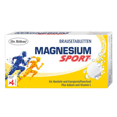 Sie sehen eine Packung Dr. Böhm Magnesium Sport Brausetabletten, Produktbild: 01 Dr. Böhm Magnesium Sport Brausetabletten, A-Nr.: 2745709 - 01