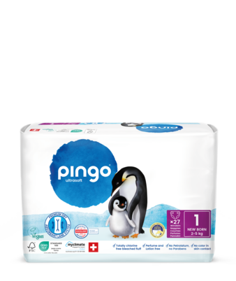 Sie sehen eine Packung Bio Windeln Nr.1 New Born 2-5kg Pinguin – Pingo Swiss, Produktbild: 01 Bio Windeln Nr.1 New Born 2-5kg Pinguin – Pingo Swiss, A-Nr.: 4559514 - 01