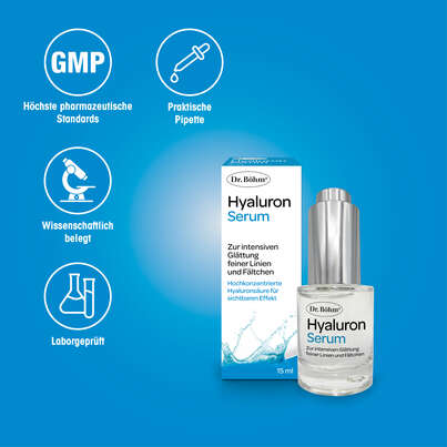 Sie sehen eine Packung Dr. Böhm Hyaluron Serum, Produktbild: 04 Dr. Böhm Hyaluron Serum, A-Nr.: 4835569 - 04
