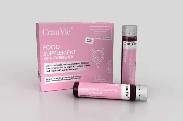 Sie sehen eine Packung CranVie® Cranberry&Hibiskus Trinkshot, Produktbild: 01 CranVie® Cranberry&Hibiskus Trinkshot, A-Nr.: 6133564 - 01