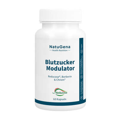 Sie sehen eine Packung NatuGena Blutzucker Modulator Kapseln, Produktbild: 01 NatuGena Blutzucker Modulator Kapseln, A-Nr.: 6035985 - 01
