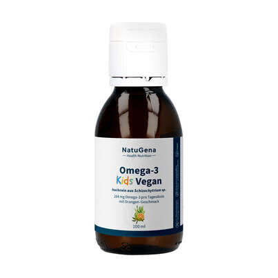 Sie sehen eine Packung NatuGena Omega-3 Kids Vegan Flüssigkeit, Produktbild: 01 NatuGena Omega-3 Kids Vegan Flüssigkeit, A-Nr.: 6036097 - 01