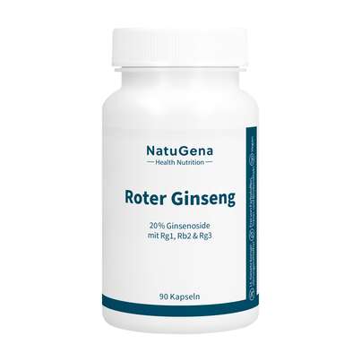 Sie sehen eine Packung NatuGena Roter Ginseng Kapseln, Produktbild: 01 NatuGena Roter Ginseng Kapseln, A-Nr.: 6036051 - 01