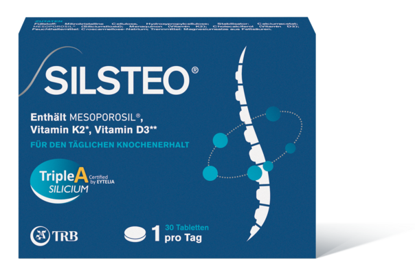 Sie sehen eine Packung SilSteo 30 Tabletten, Produktbild: 01 SilSteo 30 Tabletten, A-Nr.: 6120768 - 01