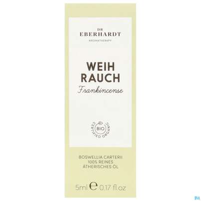 Sie sehen eine Packung Aetherische Oele Dr.eberhardt Bio Weihrauch 5ml, Produktbild: 01 Aetherische Oele Dr.eberhardt Bio Weihrauch 5ml, A-Nr.: 5765807 - 01