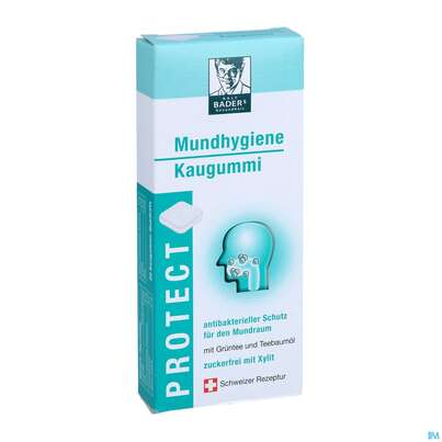 Sie sehen eine Packung Baders Protect Mundhygiene Kaugummi Cur 20st, Produktbild: 03 Baders Protect Mundhygiene Kaugummi Cur 20st, A-Nr.: 4111469 - 03