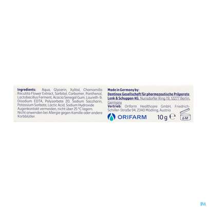 Sie sehen eine Packung Dentinox Gel Care 10g, Produktbild: 03 Dentinox Gel Care 10g, A-Nr.: 5936048 - 03