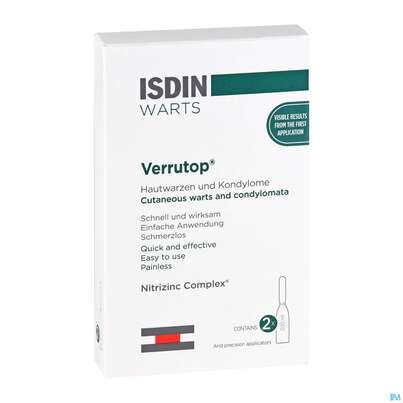 Sie sehen eine Packung Isdin Verrutop Ampullen Warts 2u 100 Microl 2st, Produktbild: 03 Isdin Verrutop Ampullen Warts 2u 100 Microl 2st, A-Nr.: 5160984 - 03