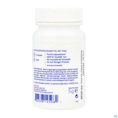 Sie sehen eine Packung Zink Kapseln 15 Zinkpicolinat Pure Encapsulationsz13a 30st, Produktbild: 03 Zink Kapseln 15 Zinkpicolinat Pure Encapsulationsz13a 30st, A-Nr.: 5907779 - 03