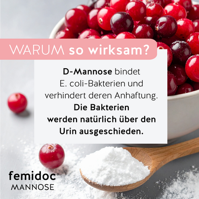 Sie sehen eine Packung femidoc® MANNOSE Direkt+, Produktbild: 04 femidoc® MANNOSE Direkt+, A-Nr.: 6042028 - 04