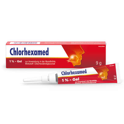Sie sehen eine Packung Chlorhexamed 1% Gel 9g, Produktbild: 01 Chlorhexamed 1% Gel 9g, A-Nr.: 4951011 - 01