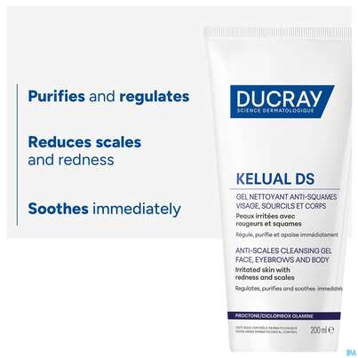 Sie sehen eine Packung Ducray Kelual Ds Reinigungsgel Neu 200ml, Produktbild: 16 Ducray Kelual Ds Reinigungsgel Neu 200ml, A-Nr.: 5862261 - 16