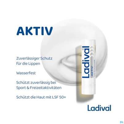 Sie sehen eine Packung Sonnenprodukte Ladival/aktiv Uv-lippenstift F50+ 4,8g, Produktbild: 05 Sonnenprodukte Ladival/aktiv Uv-lippenstift F50+ 4,8g, A-Nr.: 5934026 - 05
