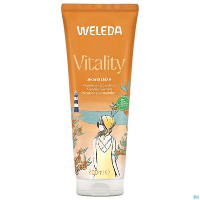 Sie sehen eine Packung Weleda Vitality Shower Cream Sanddorn 200ml, Produktbild: 02 Weleda Vitality Shower Cream Sanddorn 200ml, A-Nr.: 5909614 - 02
