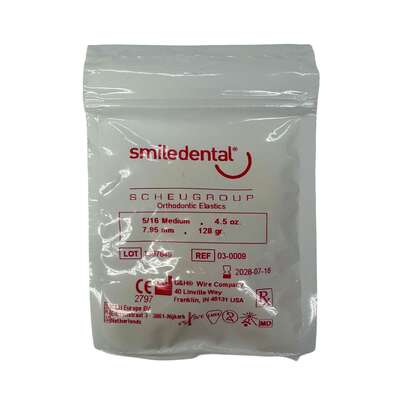 Sie sehen eine Packung Spangengummis 5/16 medium latexfarben, Produktbild: 01 Spangengummis 5/16 medium latexfarben, A-Nr.: 6123850 - 01