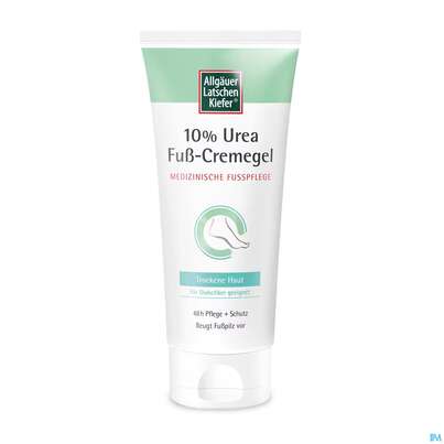 Sie sehen eine Packung Allgaeuer Latschenkiefer 10% Urea Fusscremegel 100ml, Produktbild: 01 Allgaeuer Latschenkiefer 10% Urea Fusscremegel 100ml, A-Nr.: 5883576 - 01