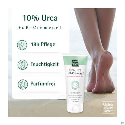 Sie sehen eine Packung Allgaeuer Latschenkiefer 10% Urea Fusscremegel 100ml, Produktbild: 05 Allgaeuer Latschenkiefer 10% Urea Fusscremegel 100ml, A-Nr.: 5883576 - 05