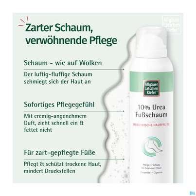 Sie sehen eine Packung Allgaeuer Latschenkiefer 10% Urea Fussschaum 150ml, Produktbild: 04 Allgaeuer Latschenkiefer 10% Urea Fussschaum 150ml, A-Nr.: 5883553 - 04