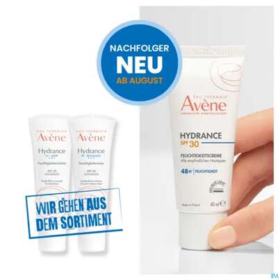 Sie sehen eine Packung Avene Hydrance Feuchtigkeitscreme Spf30 40ml, Produktbild: 10 Avene Hydrance Feuchtigkeitscreme Spf30 40ml, A-Nr.: 5961402 - 10