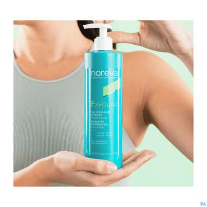 Sie sehen eine Packung Noreva Exfoliac Reinigungsgel Intensiv 400ml, Produktbild: 06 Noreva Exfoliac Reinigungsgel Intensiv 400ml, A-Nr.: 5937361 - 06
