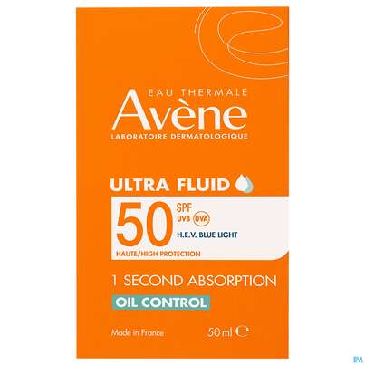 Sie sehen eine Packung Sonnenprodukte Avene Ultra/fluid Oil Control Spf50 50ml, Produktbild: 01 Sonnenprodukte Avene Ultra/fluid Oil Control Spf50 50ml, A-Nr.: 5899152 - 01