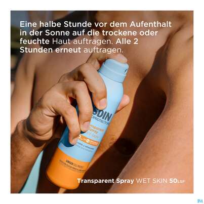 Sie sehen eine Packung Sonnenprodukte Isdin/fotoprotection Wet Skin Spray Lsf 50 250ml, Produktbild: 12 Sonnenprodukte Isdin/fotoprotection Wet Skin Spray Lsf 50 250ml, A-Nr.: 5608048 - 12