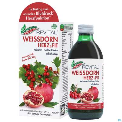 Sie sehen eine Packung Weissdorn Herz+fit Granatapfel Revital Alkoholfrei Kraeuter Fruechte 330ml, Produktbild: 02 Weissdorn Herz+fit Granatapfel Revital Alkoholfrei Kraeuter Fruechte 330ml, A-Nr.: 3725790 - 02