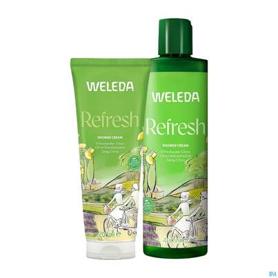 Sie sehen eine Packung Weleda Refresh Shower Cream Citrus 400ml, Produktbild: 04 Weleda Refresh Shower Cream Citrus 400ml, A-Nr.: 5909465 - 04