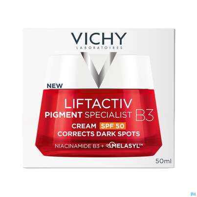 Sie sehen eine Packung Vichy Liftactiv B3 Anti-pigmentflecken Creme Lsf50 50ml, Produktbild: 03 Vichy Liftactiv B3 Anti-pigmentflecken Creme Lsf50 50ml, A-Nr.: 5662504 - 03