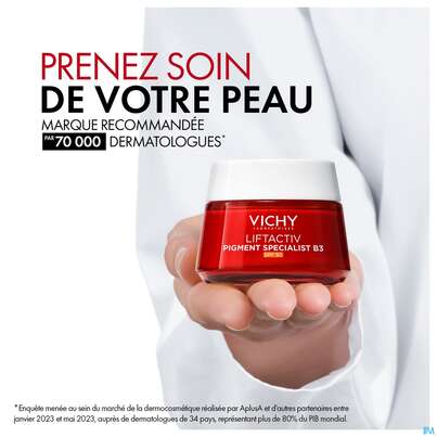 Sie sehen eine Packung Vichy Liftactiv B3 Anti-pigmentflecken Creme Lsf50 50ml, Produktbild: 19 Vichy Liftactiv B3 Anti-pigmentflecken Creme Lsf50 50ml, A-Nr.: 5662504 - 19