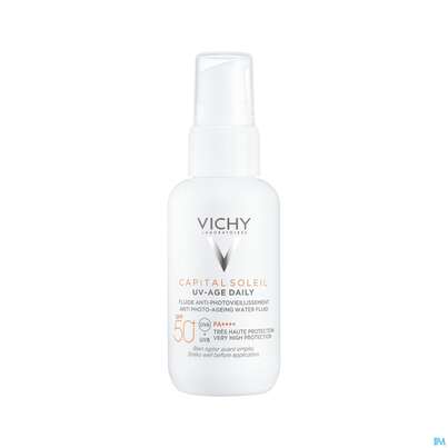 Sie sehen eine Packung Sonnenprodukte Vichy/capital Soleil Gesichtscreme Uv-age Lsf50+ 40ml, Produktbild: 14 Sonnenprodukte Vichy/capital Soleil Gesichtscreme Uv-age Lsf50+ 40ml, A-Nr.: 5360950 - 14