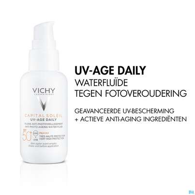 Sie sehen eine Packung Sonnenprodukte Vichy/capital Soleil Gesichtscreme Uv-age Lsf50+ 40ml, Produktbild: 23 Sonnenprodukte Vichy/capital Soleil Gesichtscreme Uv-age Lsf50+ 40ml, A-Nr.: 5360950 - 23