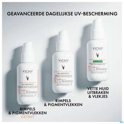 Sie sehen eine Packung Sonnenprodukte Vichy/capital Soleil Gesichtscreme Uv-age Lsf50+ 40ml, Produktbild: 25 Sonnenprodukte Vichy/capital Soleil Gesichtscreme Uv-age Lsf50+ 40ml, A-Nr.: 5360950 - 25