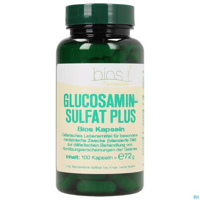 Sie sehen eine Packung Bios Glucosaminsulfat Plus 100 Kapseln, Produktbild: 01 Bios Glucosaminsulfat Plus 100 Kapseln, A-Nr.: 3891330 - 01