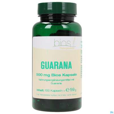 Sie sehen eine Packung Bios Guarana 500mg 100 Kapseln, Produktbild: 01 Bios Guarana 500mg 100 Kapseln, A-Nr.: 3891488 - 01